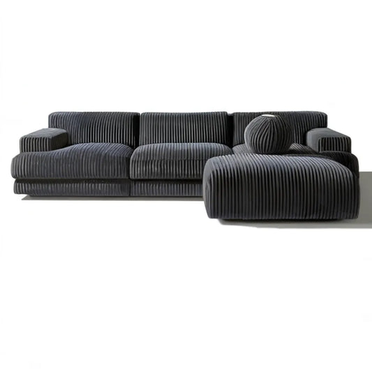 Grafitowa sofa modułowa 3-osobowa z pufą i okrągłą poduszką, 280 x 105 x 75 cm
