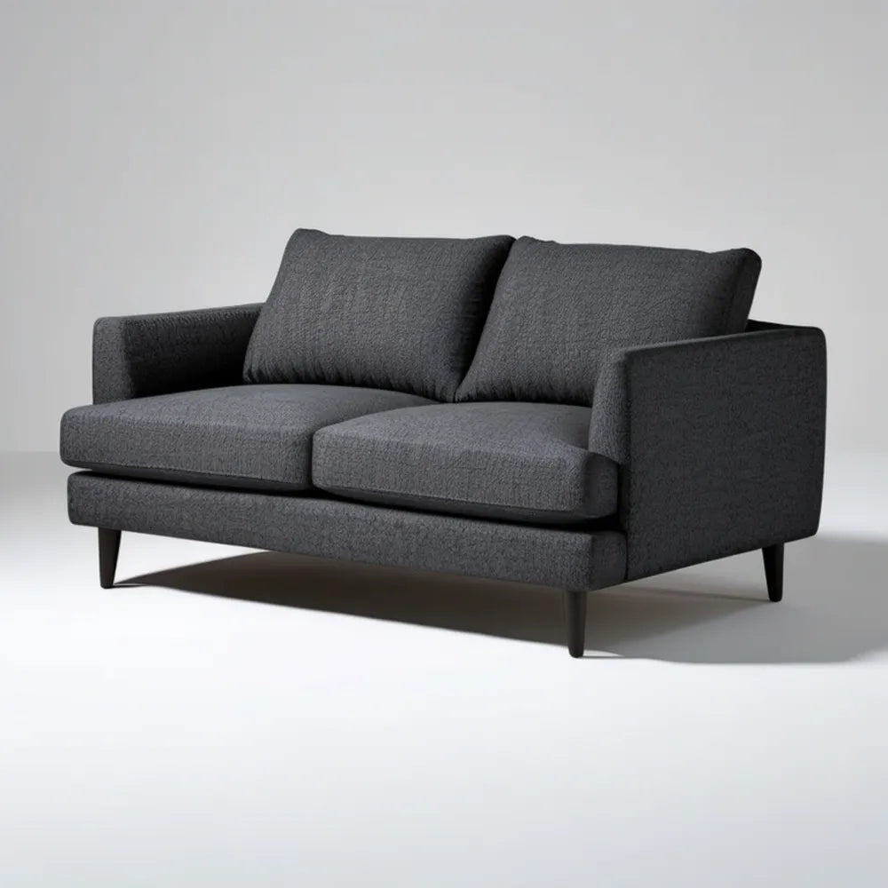 Dwuosobowa sofa grafitowa z czarnymi nóżkami, 160 x 85 x 82 cm
